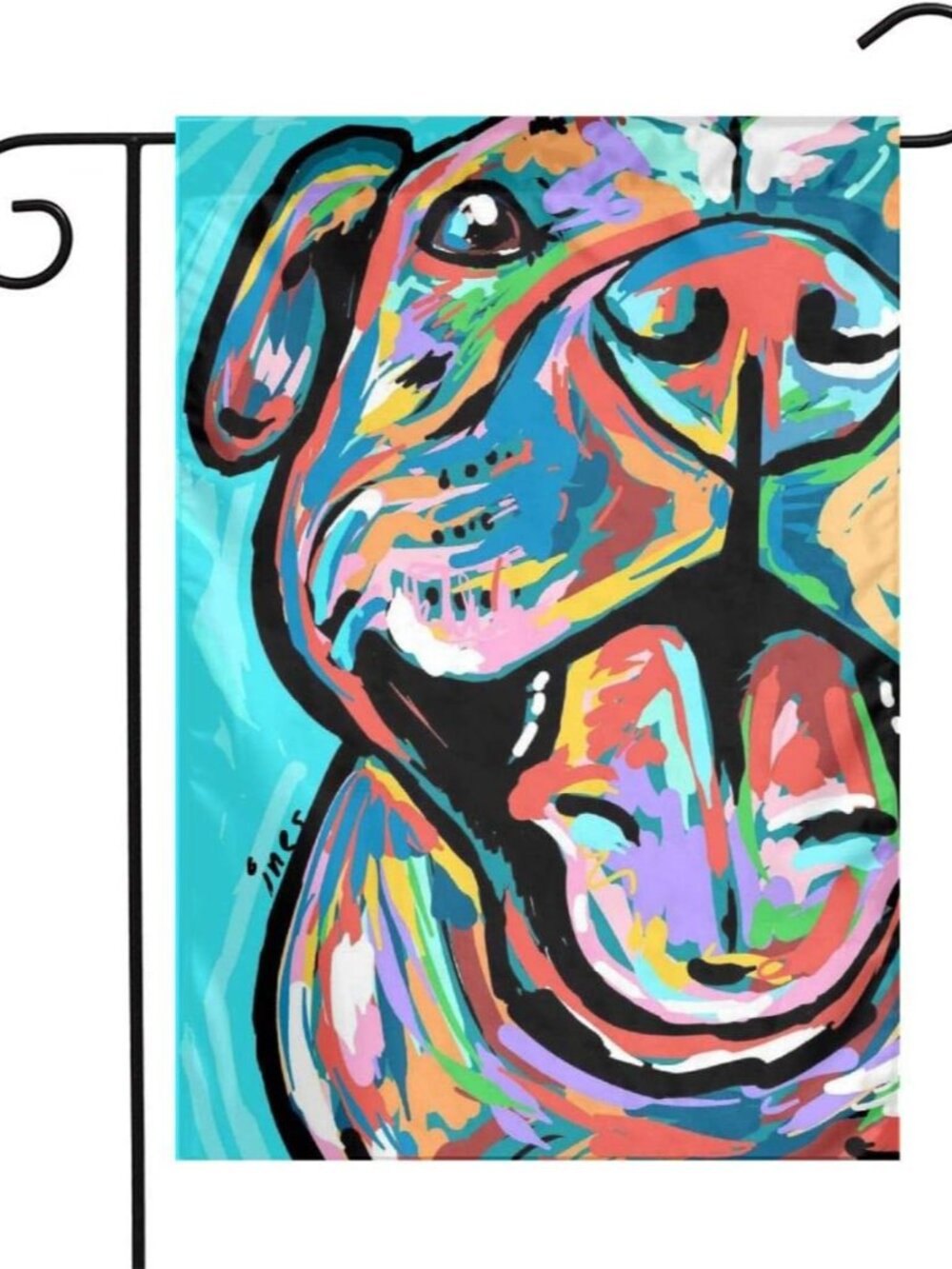 Colorful Pitbull Paintings Garden Flags House Indoor & Outdoor Welcome Decoratio